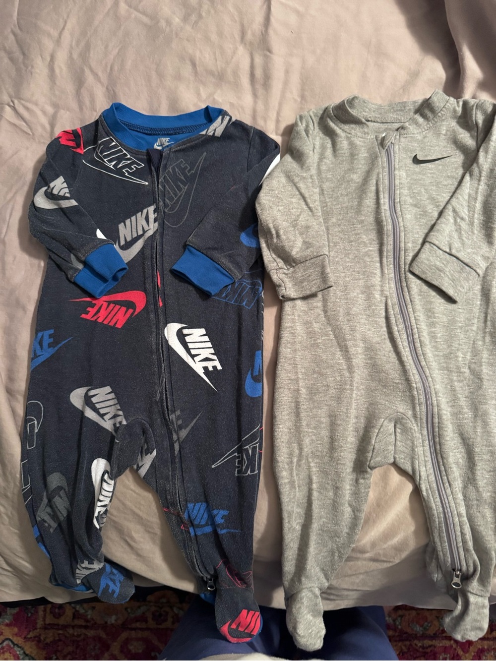 Nike Navy Logo Print Footed One-Piece for Kids